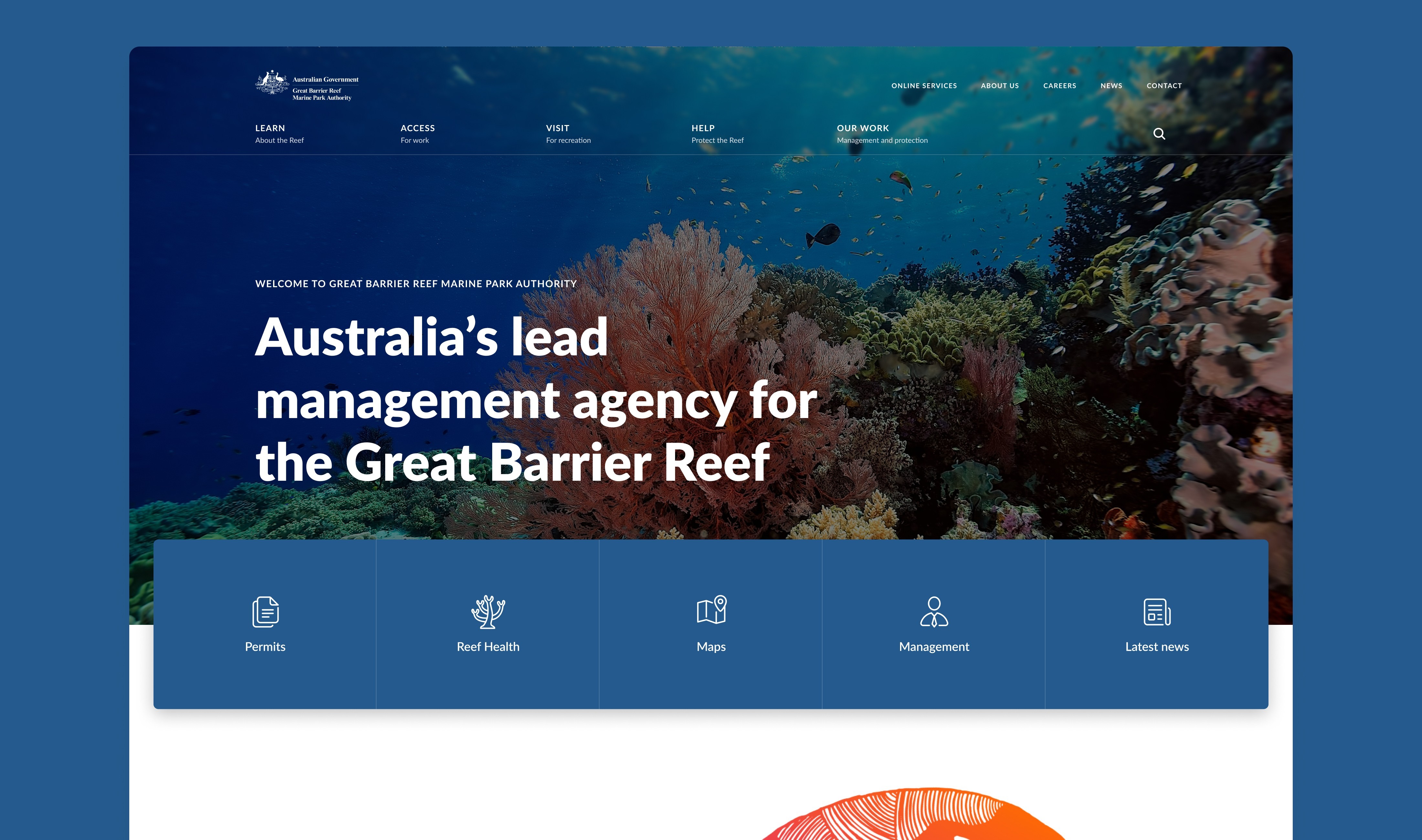 Homepage Design - Great Barrier Reef Marine Park Authority