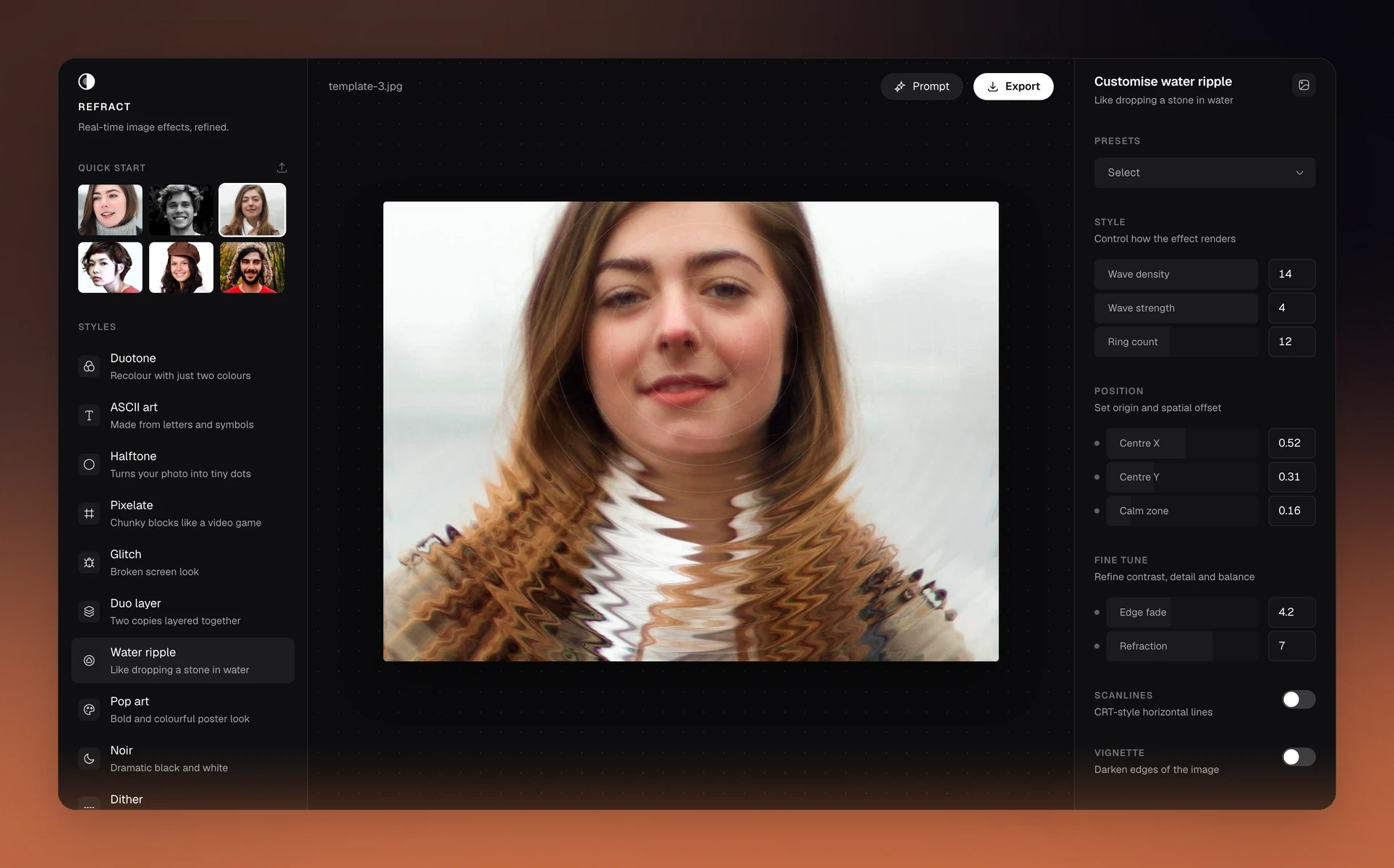 Refract Image effects editor