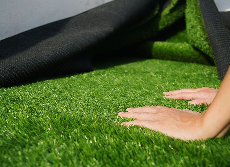 Rooftop garden with trees and plants, overlooking a cityscape at sunset with a tall building in the background