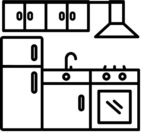 Petite icon d'une cuisine en 2D noire