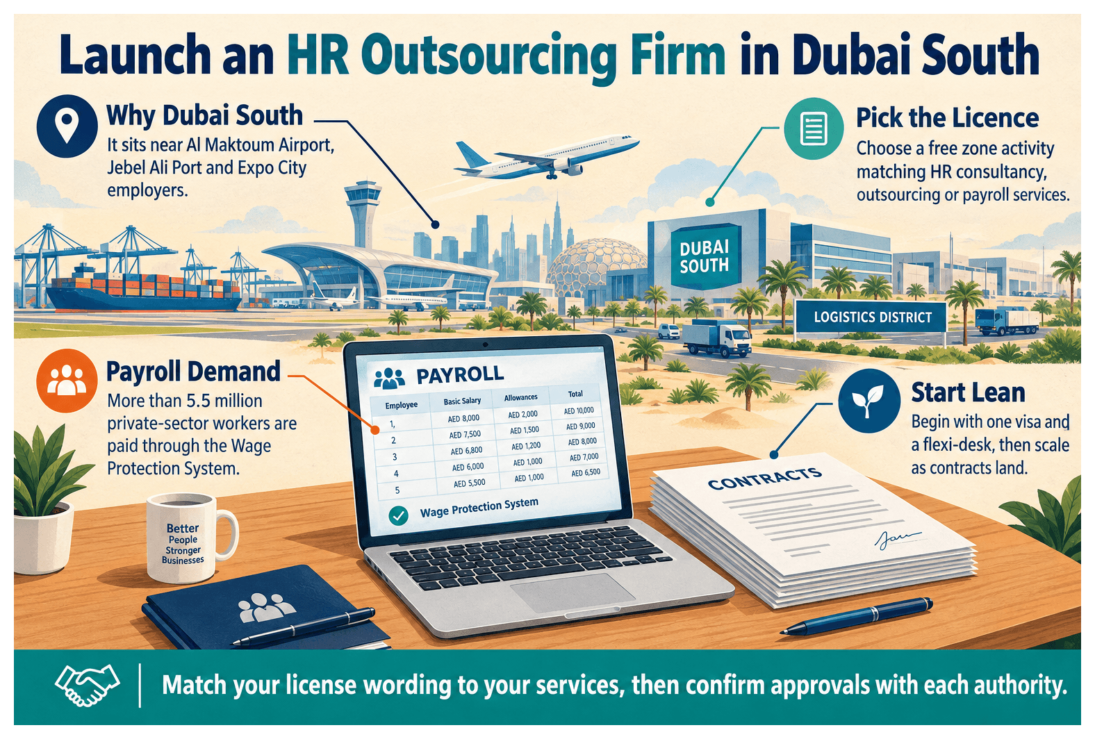 Infographic: Setting Up an HR Outsourcing Business in Dubai South: License, Cost and Steps