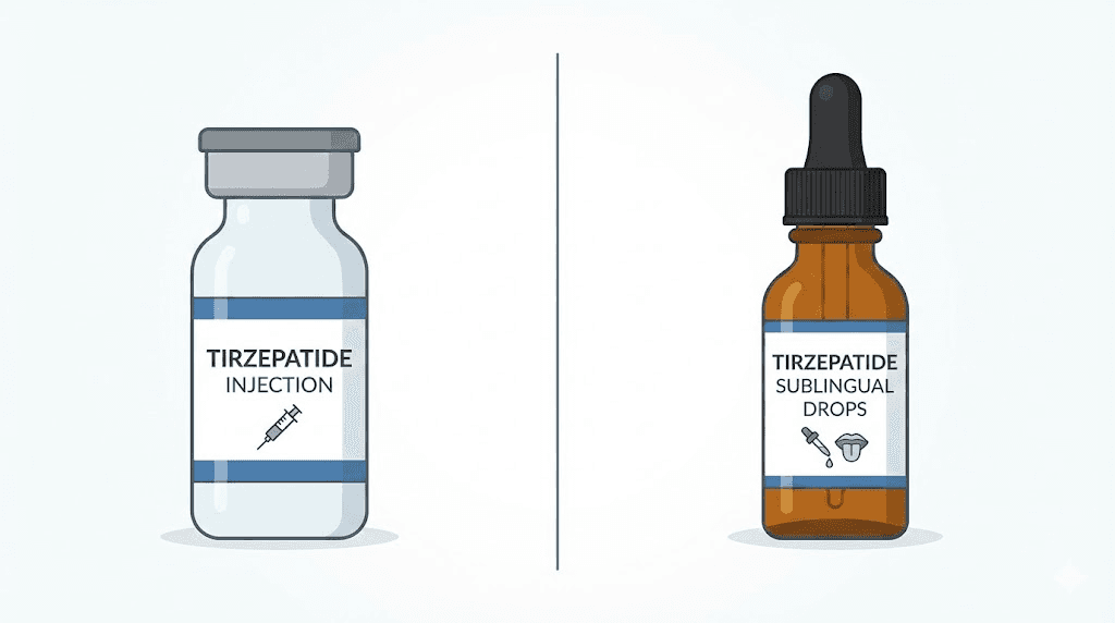 Strive tirzepatide injectable versus sublingual drops comparison
