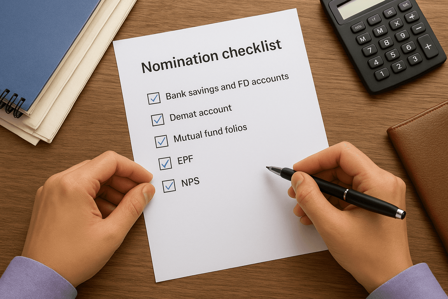 Nomination checklist across bank, demat, MF, EPF, NPS