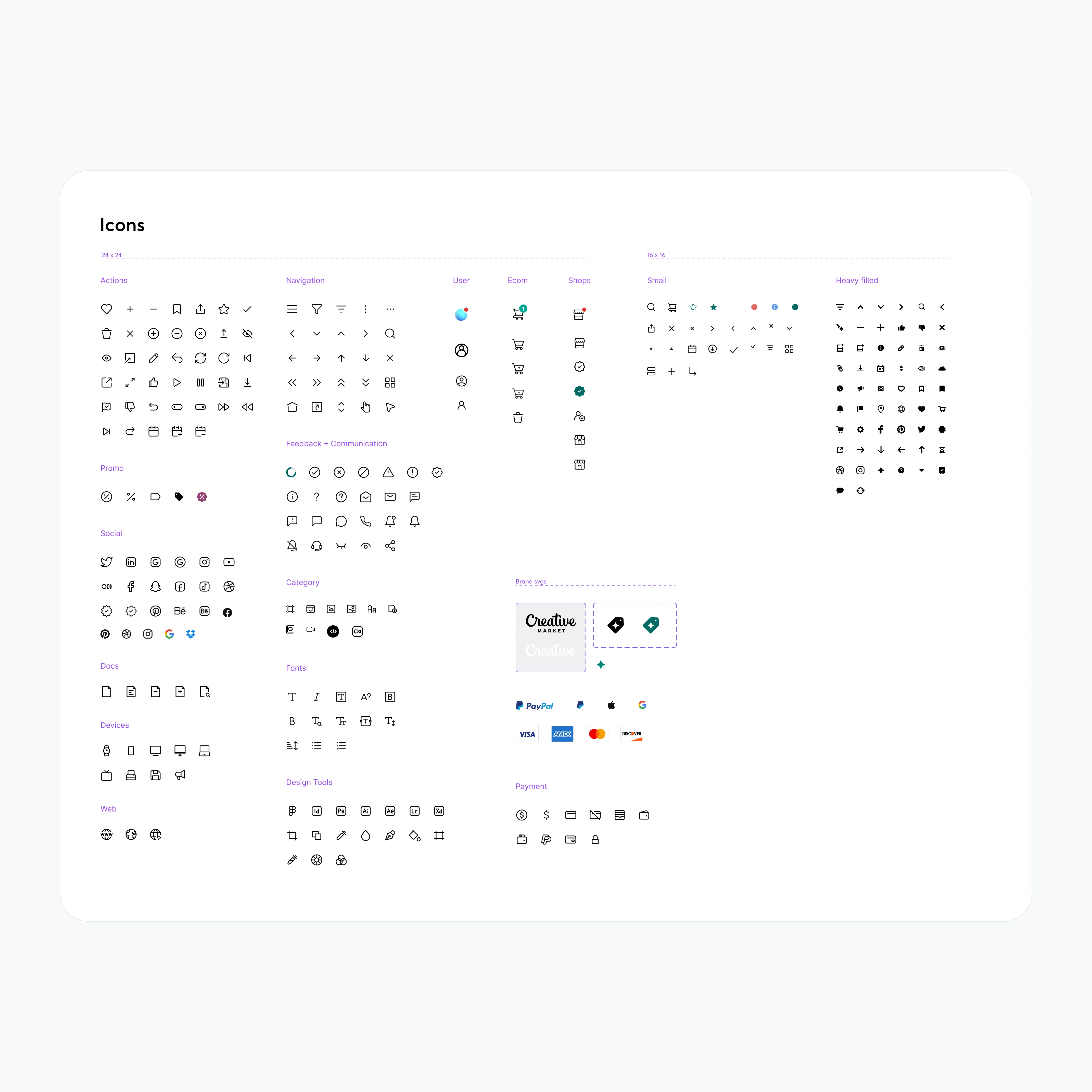 Creative Market brand assets, icons and svgs
