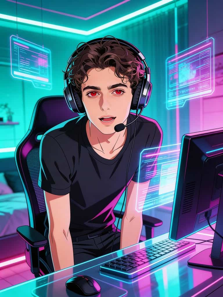 Anime streamer talking on camera, free ai talking avatar video generator