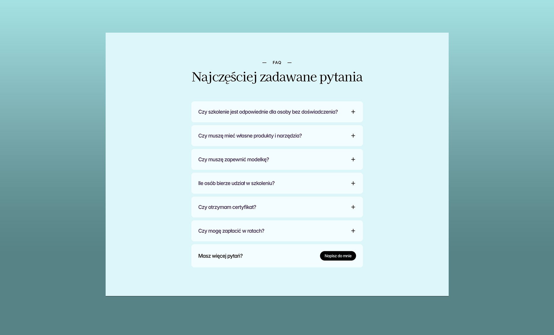 sekcja faq na stronie