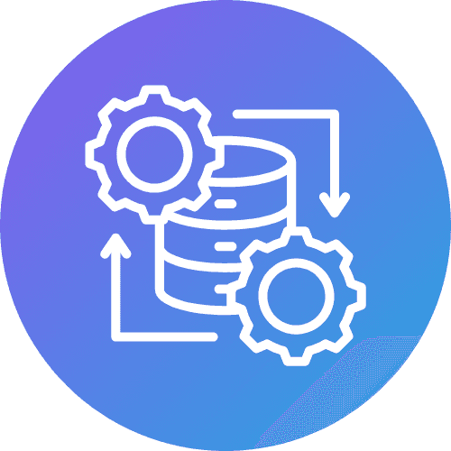An icon of data with gears representing automated training data generation
