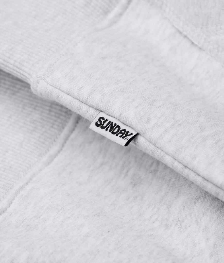 Sunday Superior OEKO-TEX Standard 100 woven label on grey hoodie
