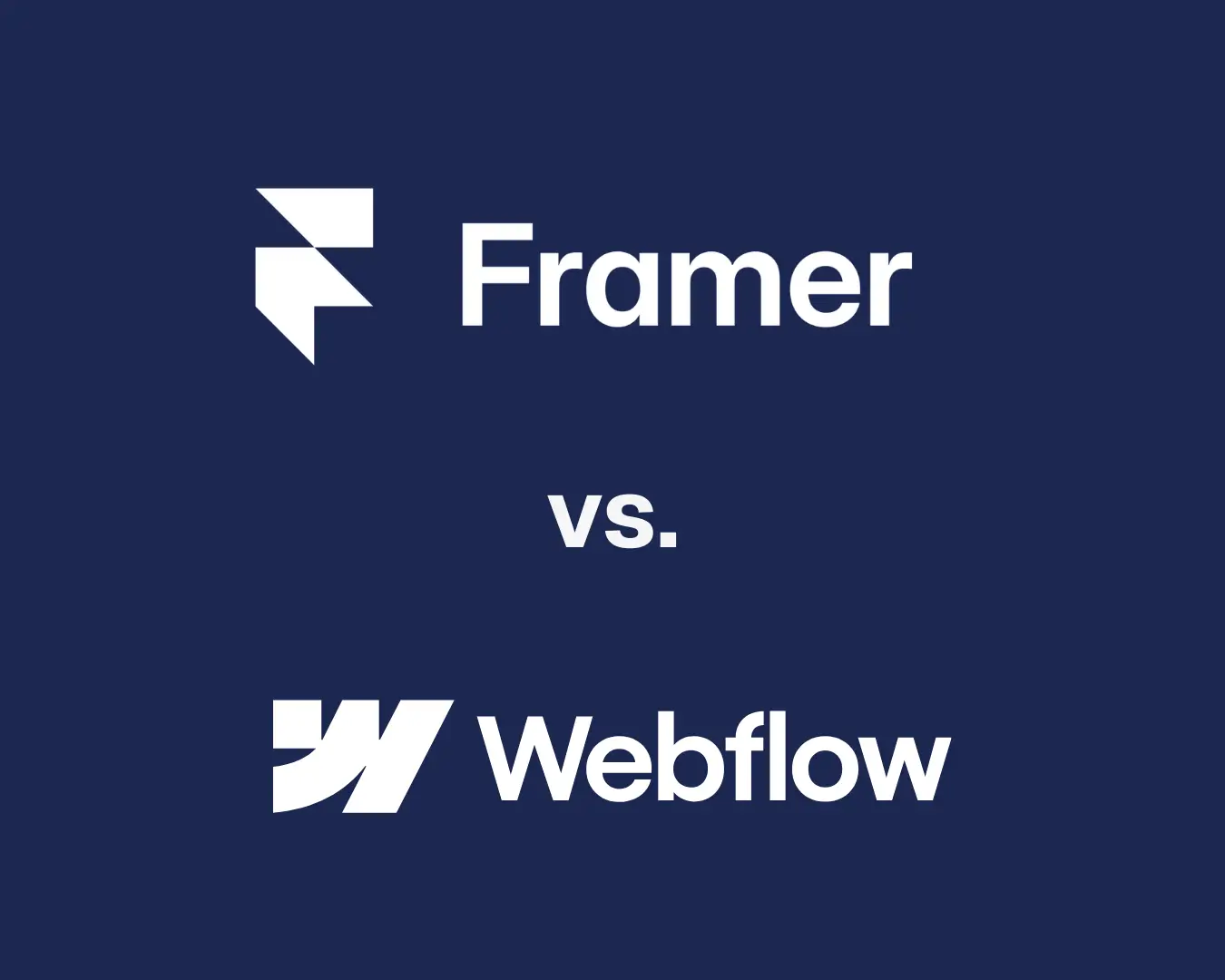Interfaz de diseño en Framer y Webflow comparadas en pantalla dividida