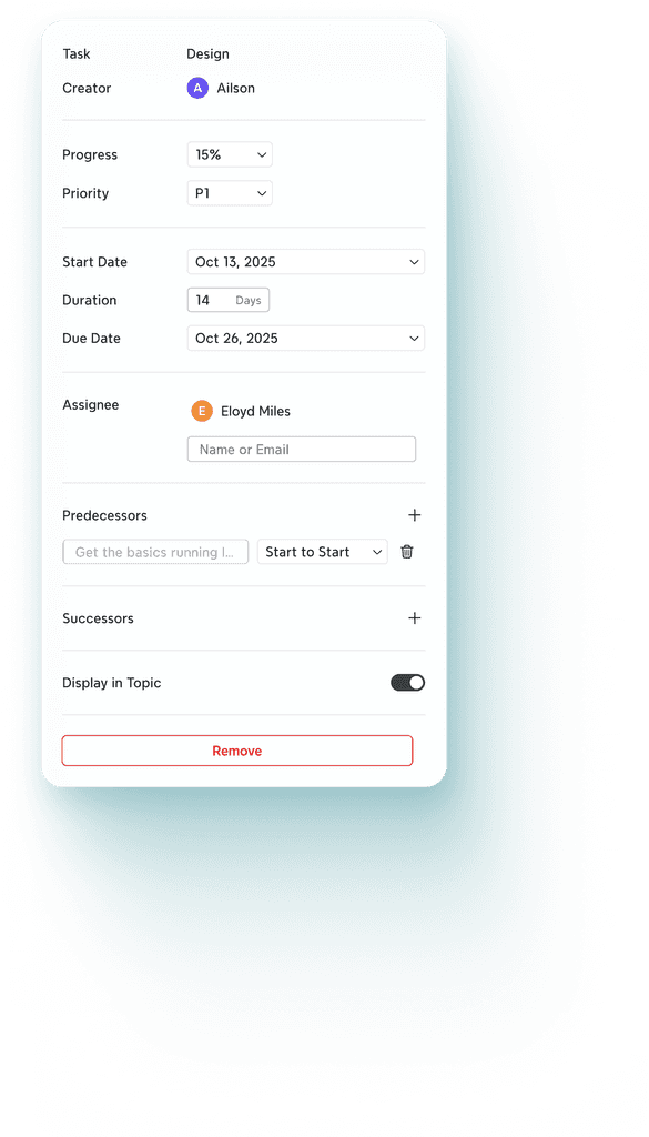 Project management in Xmind — assign tasks, adjust progress, and manage team workflows efficiently in one place.
