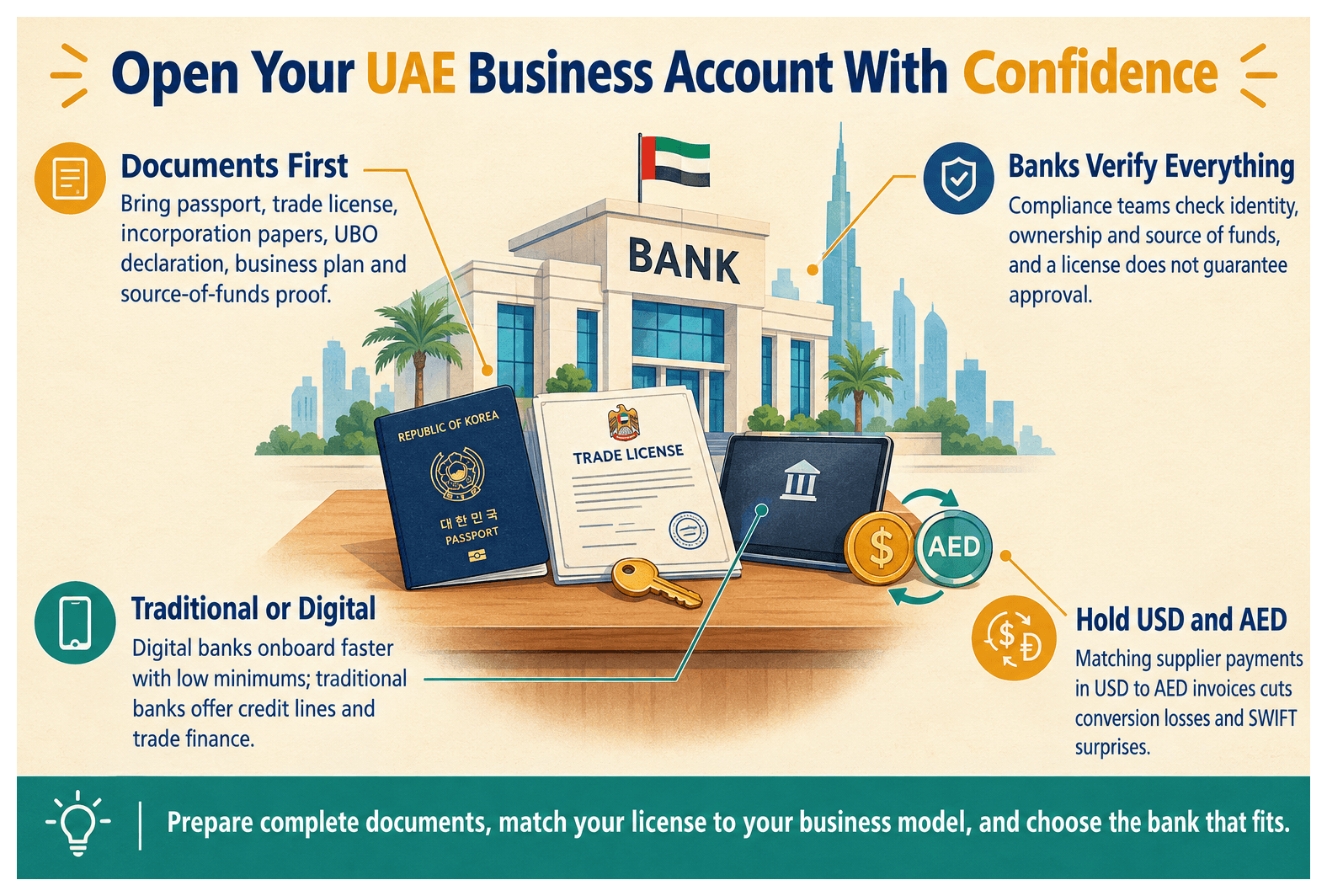 Infographic: Opening a UAE Corporate Bank Account as a Korean Entrepreneur