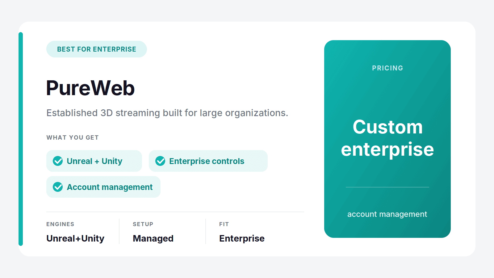 PureWeb, an enterprise pixel streaming platform for Unreal and Unity with custom pricing