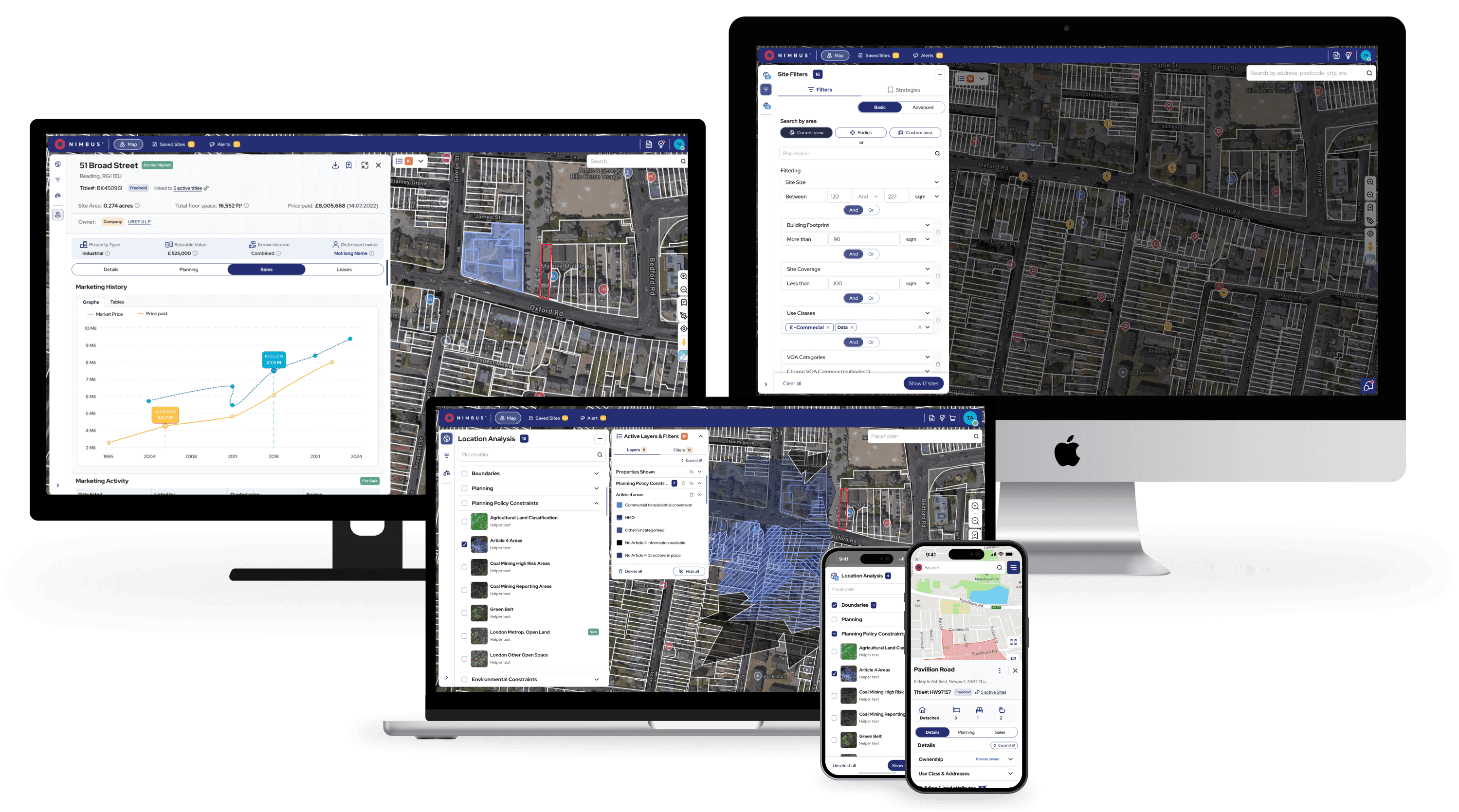 Nimbus interface on different screen sizes