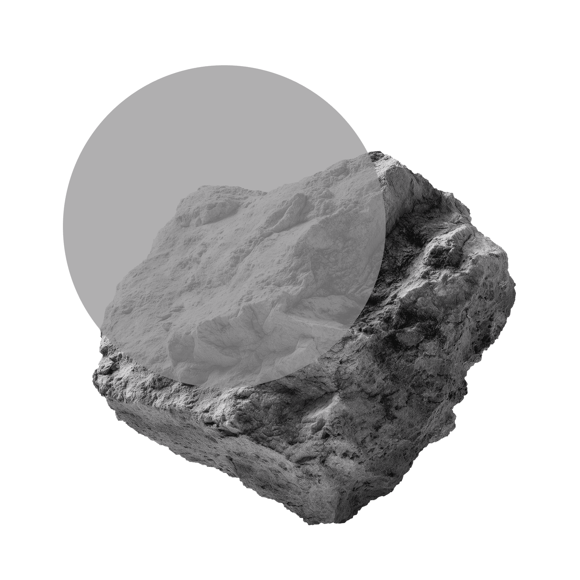 Navigation icon with a desert rock with a grey superimposed circle