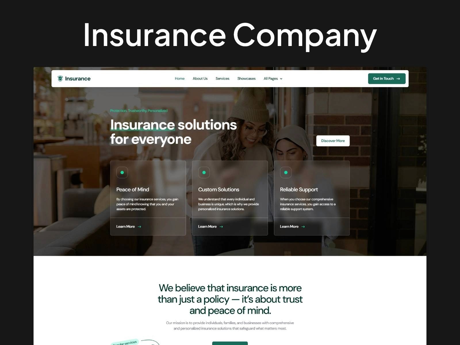 insurance company framer template