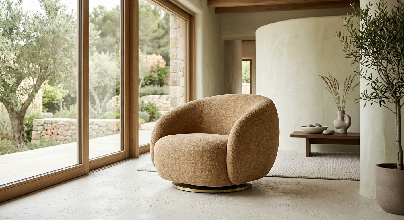 Fauteuil galet en chenille sable