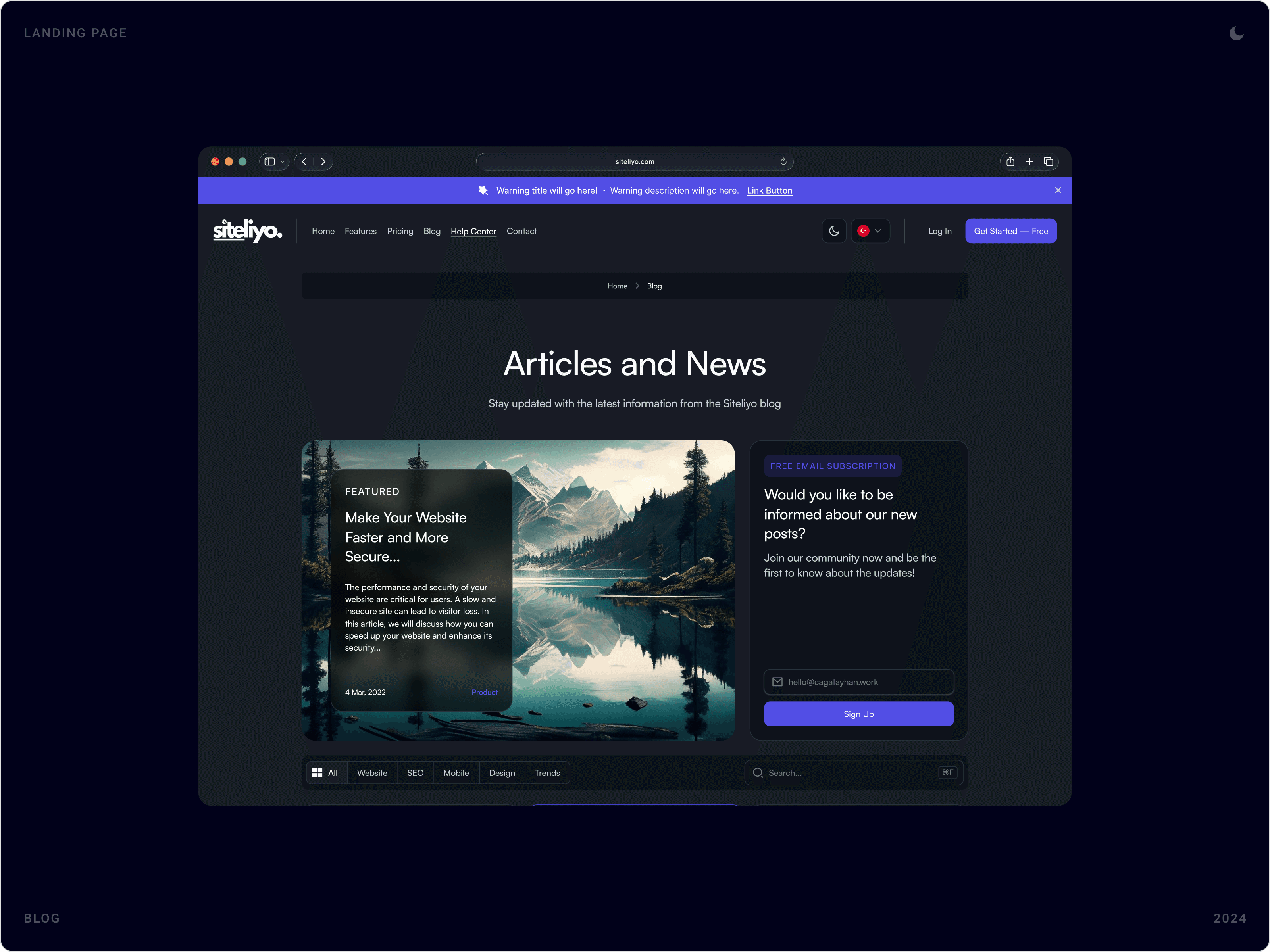 Modern SaaS Blog & Content Hub Interface Desig