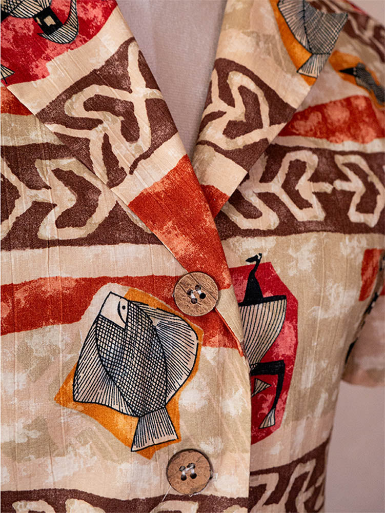 Vintage Egyptian fitted shacket featuring structured tailoring and midweight fabric, thrifted from global vintage collections.