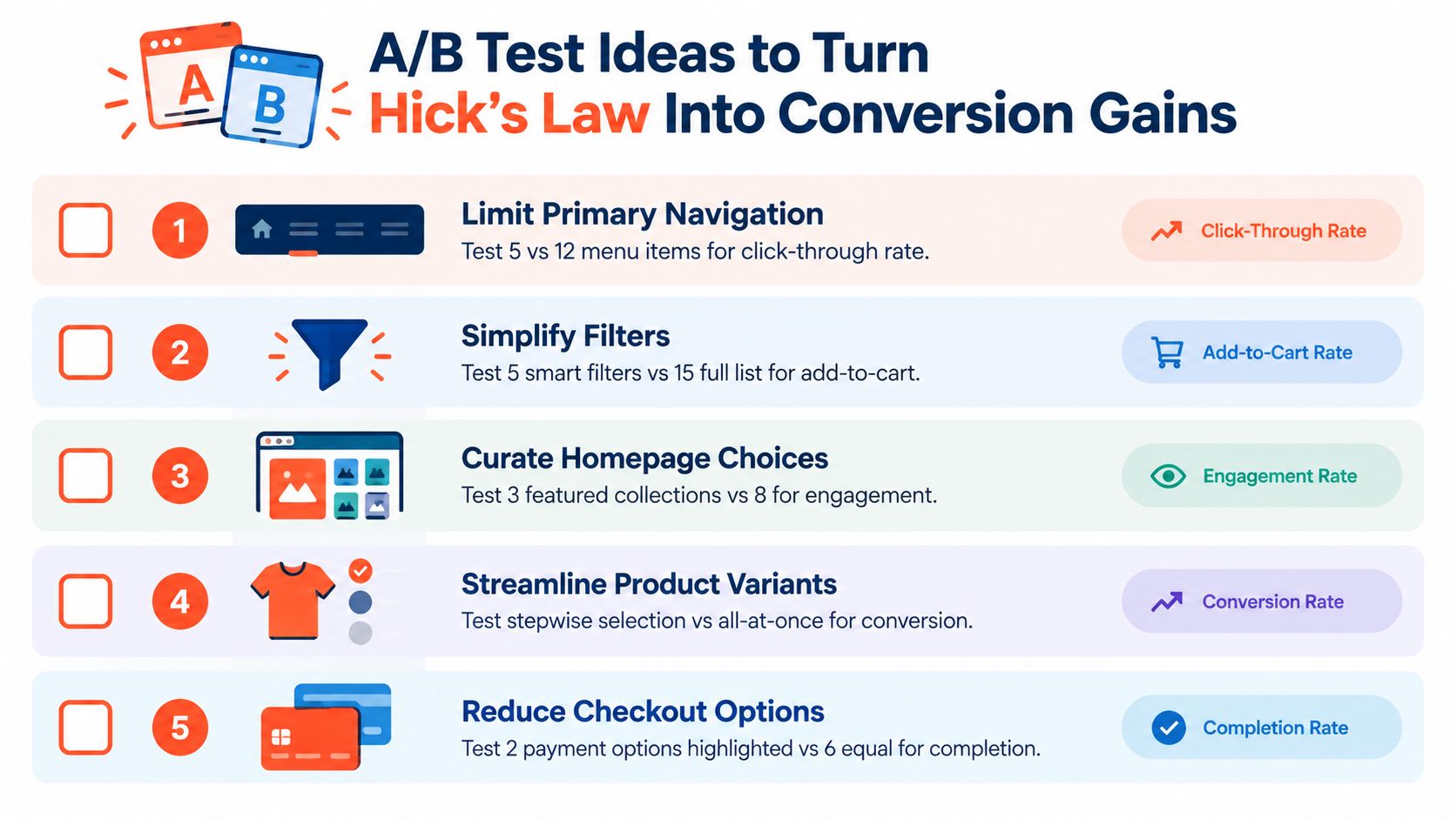 A/B Test Ideas to Turn Hick's Law Into Conversion Gains