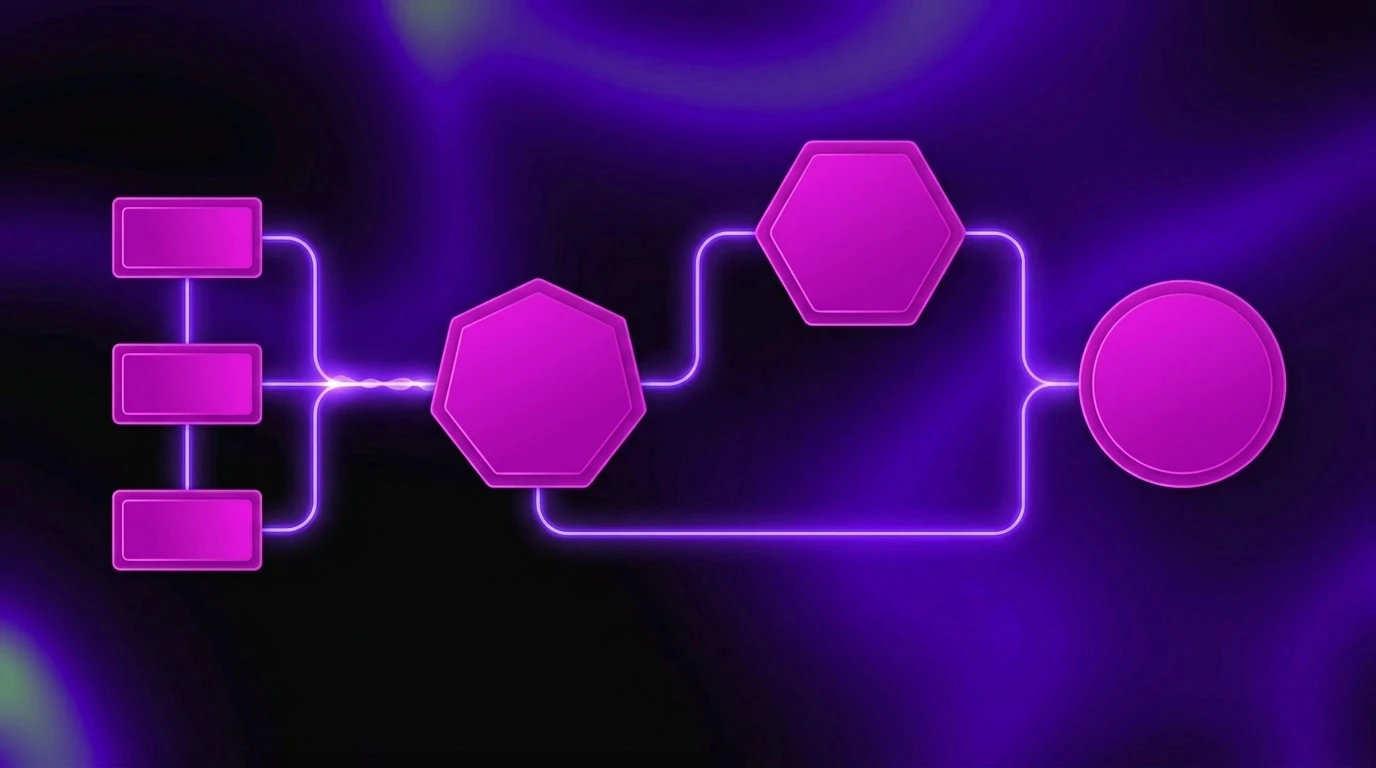 A minimalist vector flowchart showing the progression from Data to AI Insight to Human Polish.