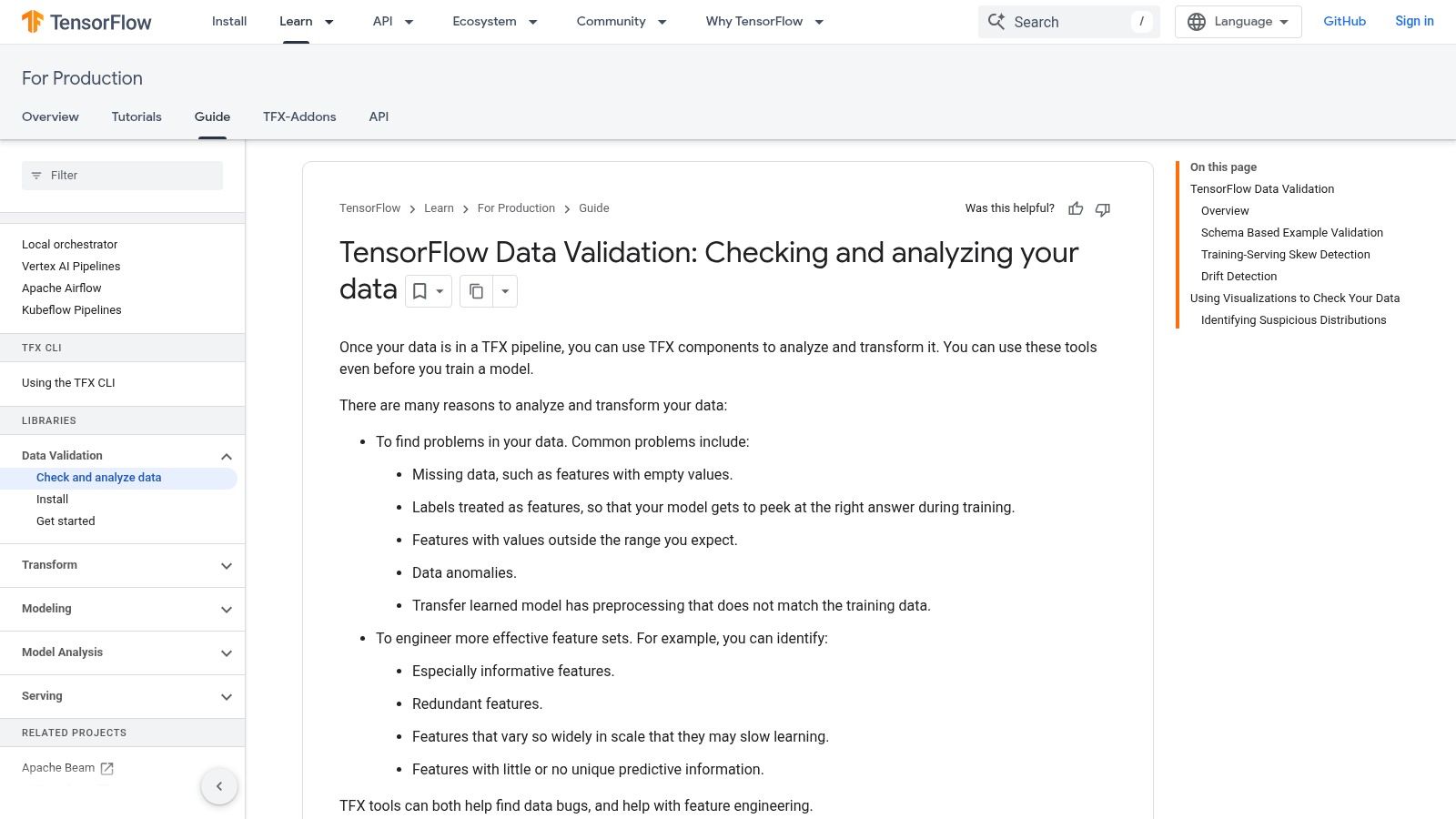 TensorFlow Data Validation (TFDV)