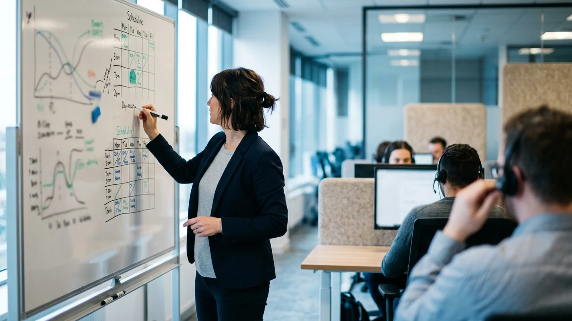 Responsable planifiant le dimensionnement des équipes d'un call center