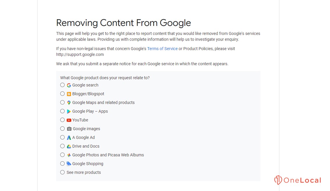 Removing Content from Google Page