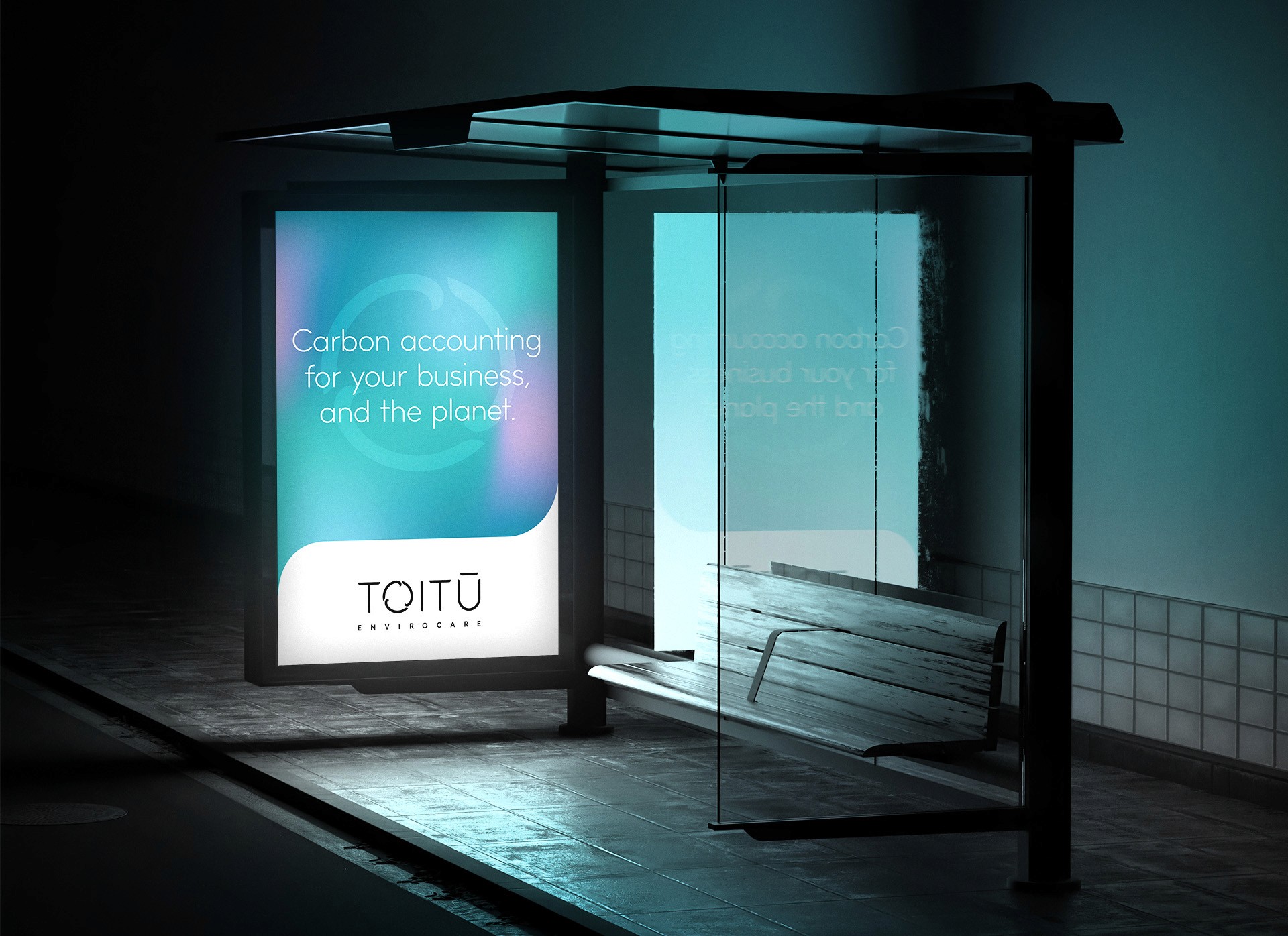 Toitū OOH creative bus stop billboard visual