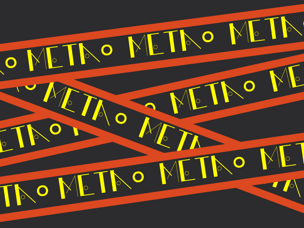 stripes across image in red and yellow with unique typeface