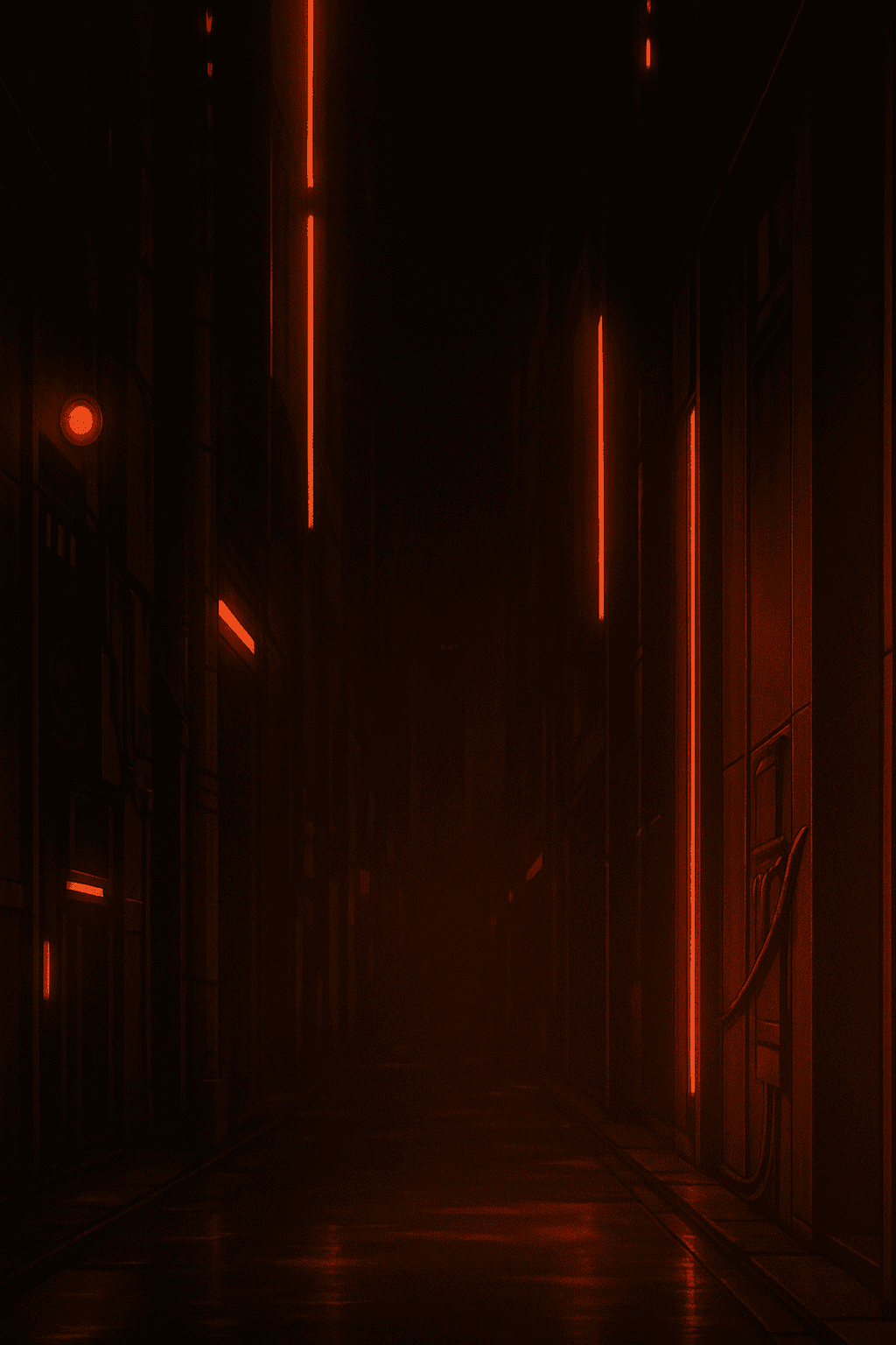 Background with a manga style of a street full of orange/red neon lights.