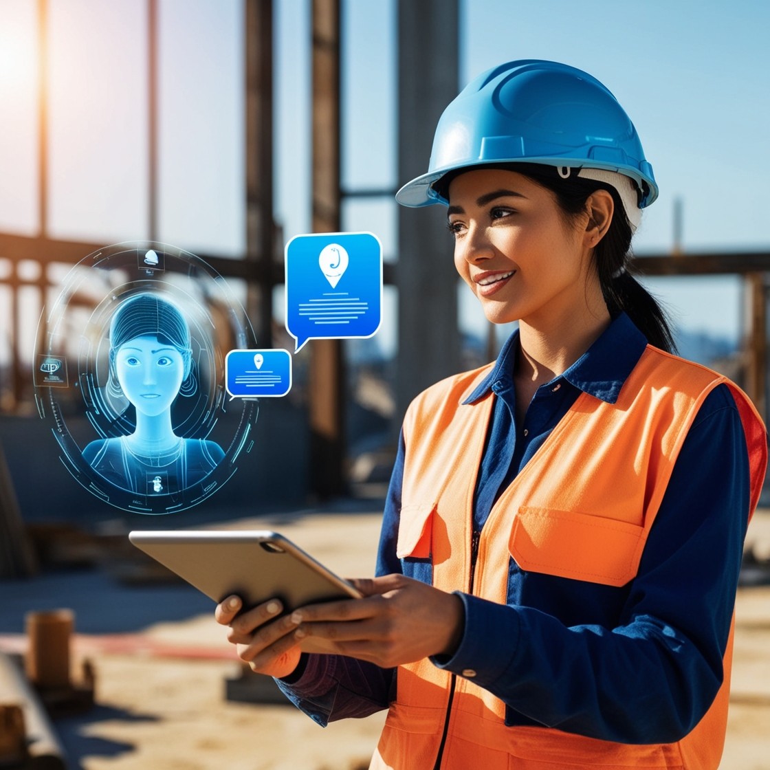 Construction manager chatting with AI assistant