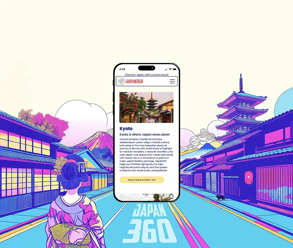 Japan360 ;landing page mobile mockup by Kyttn