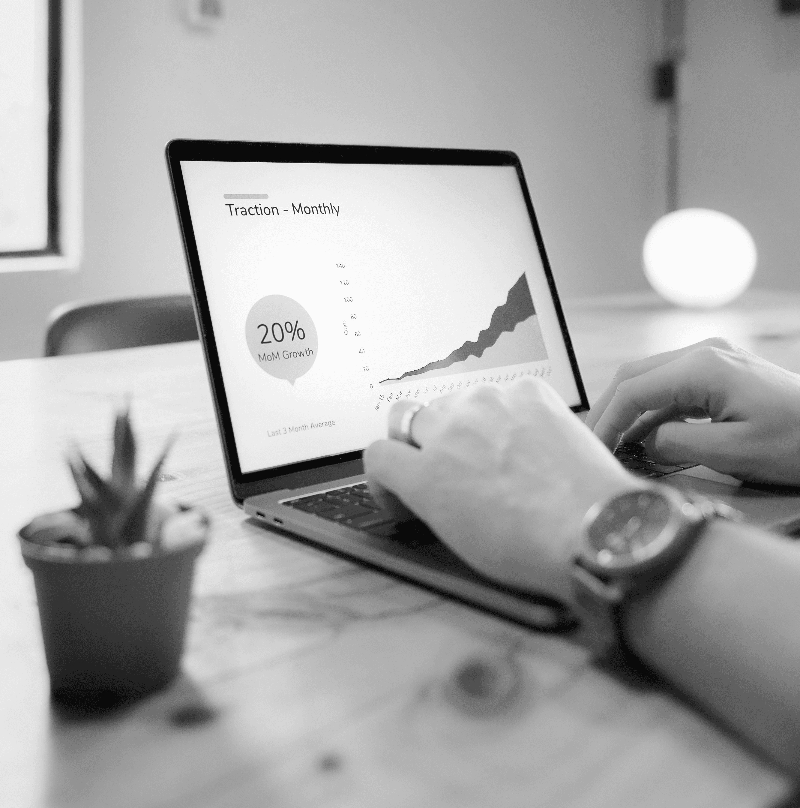 laptop with a pitch deck