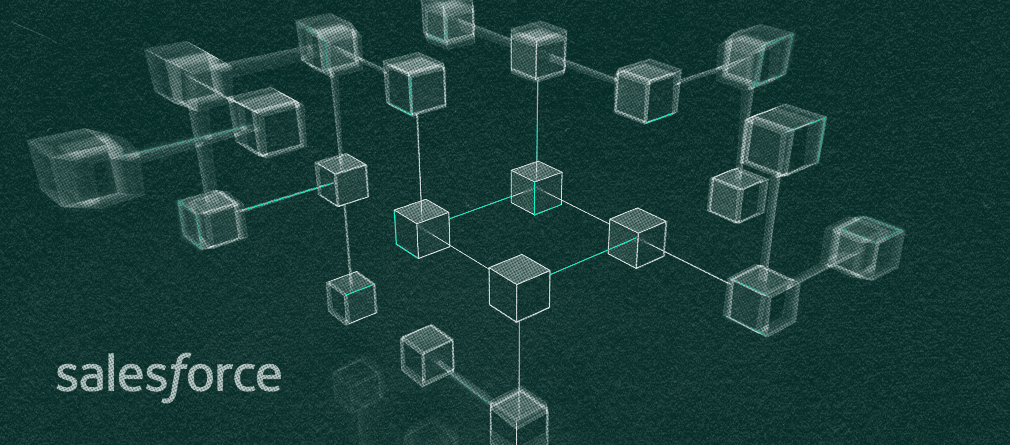 Interconnected cubes illustrating data connections in Salesforce Marketing Cloud.