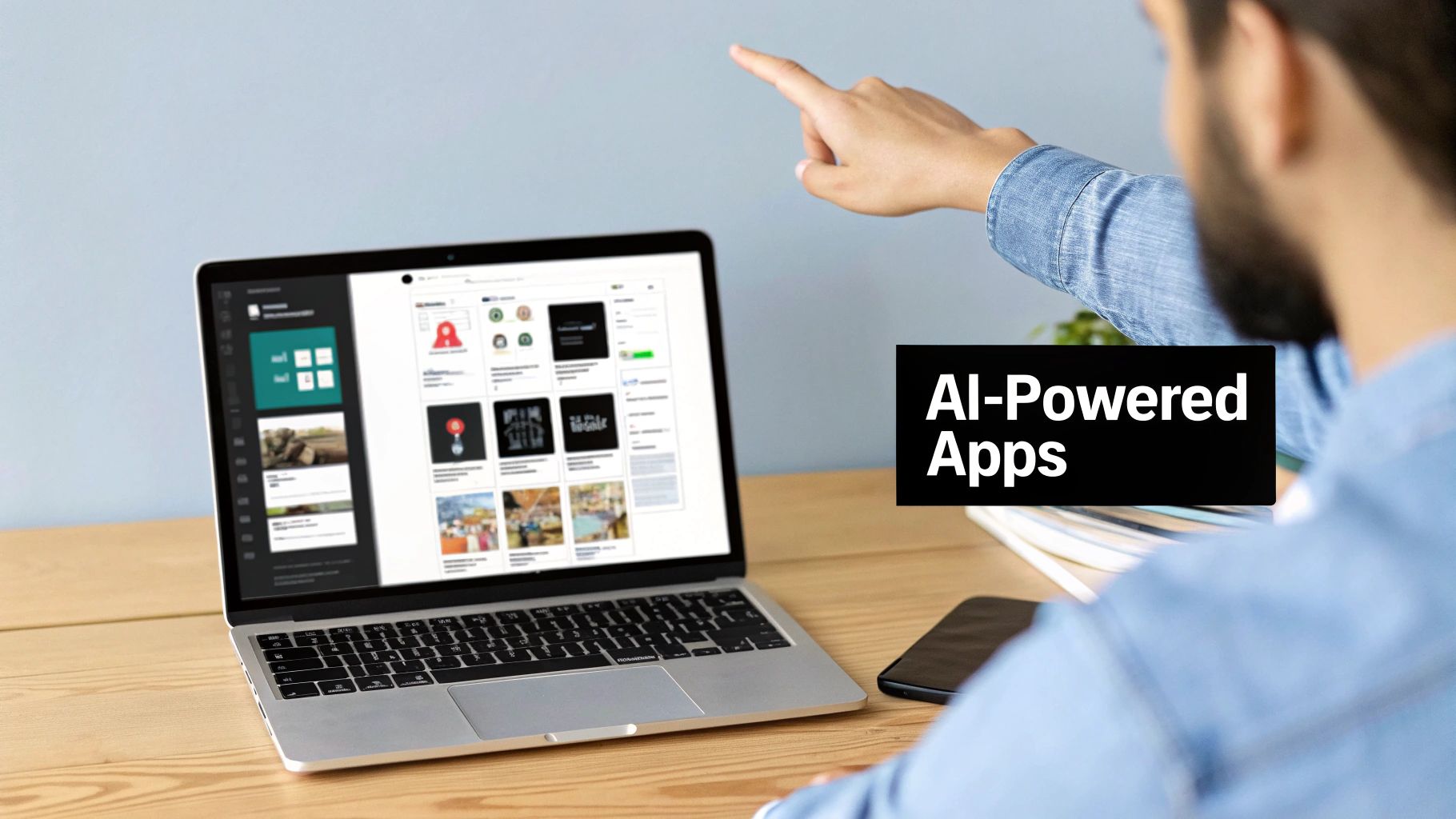 A developer working with an AI interface to build a mobile application