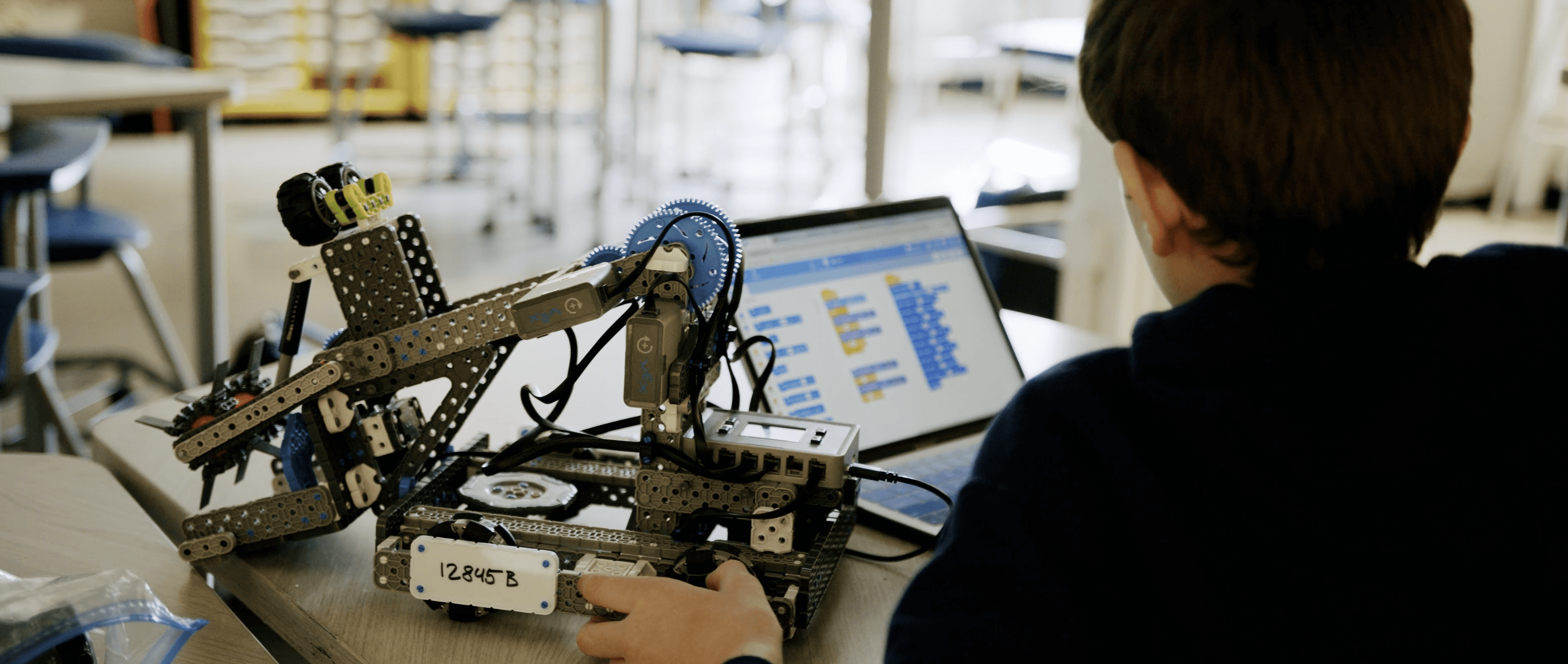 Student learning robotics