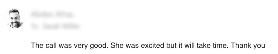 Client reply screenshot
