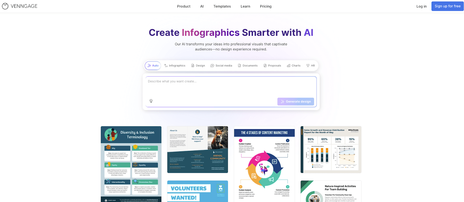Venngage as simple Reports & Infographic Design software used by creative marketing agencies 