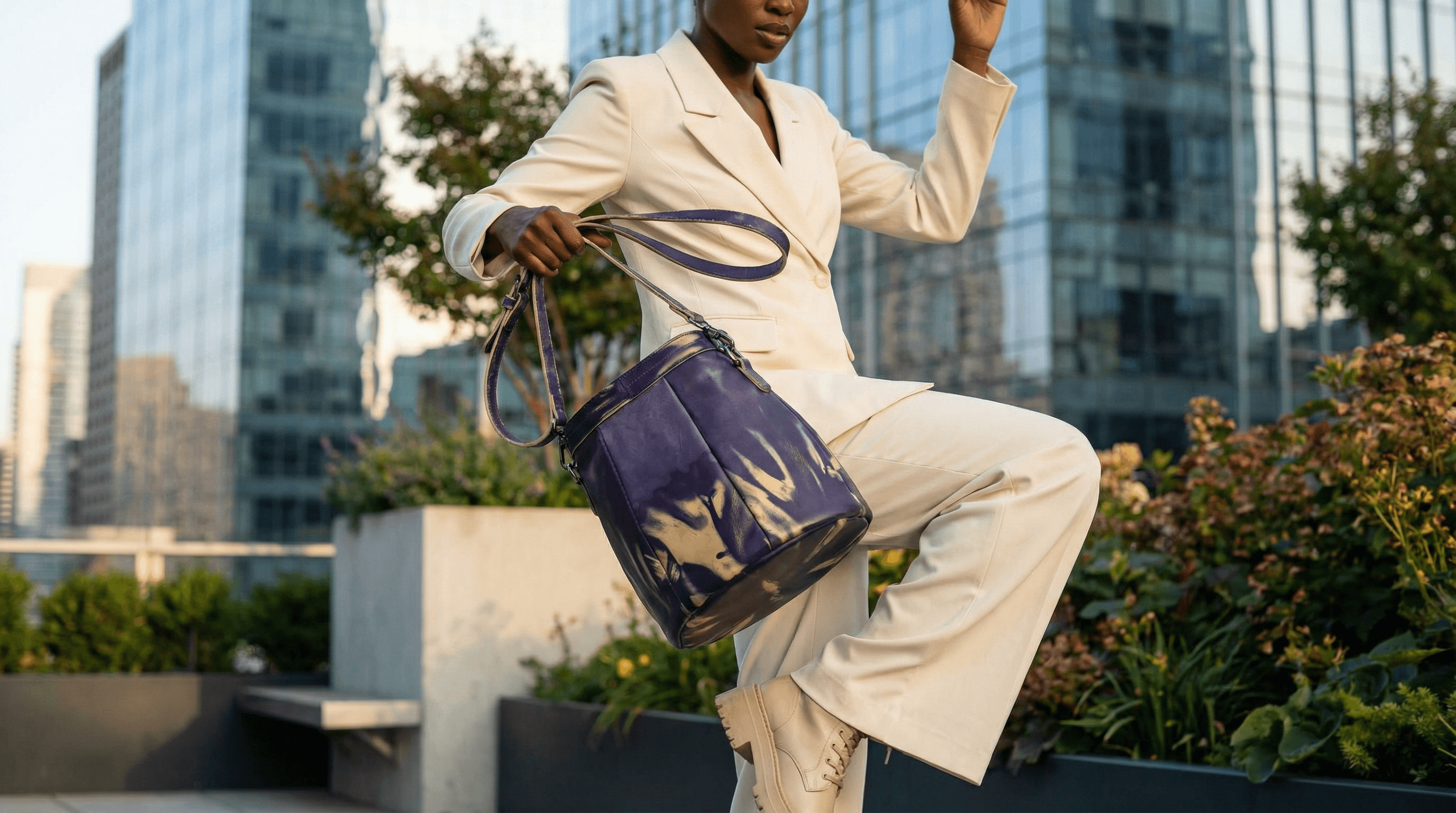 Woman in dark greenish dress