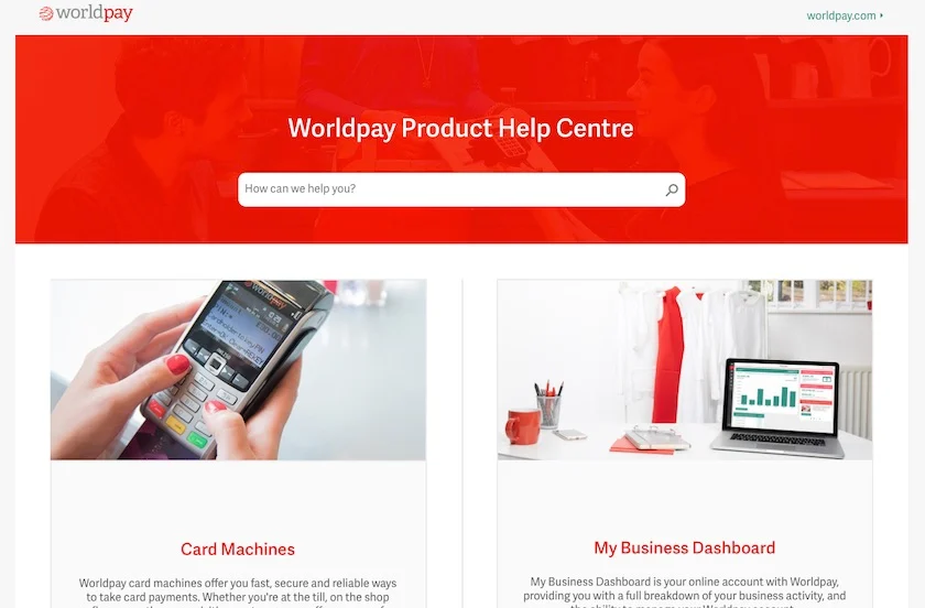 Worldpay help centre website