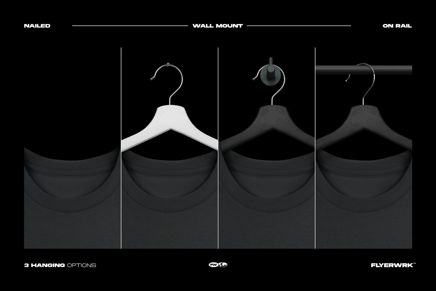Stanley Stella Creator T-Shirt Hanging mockup with different hanger display options
