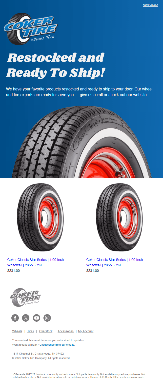 Coker Tire Restocked Campaign