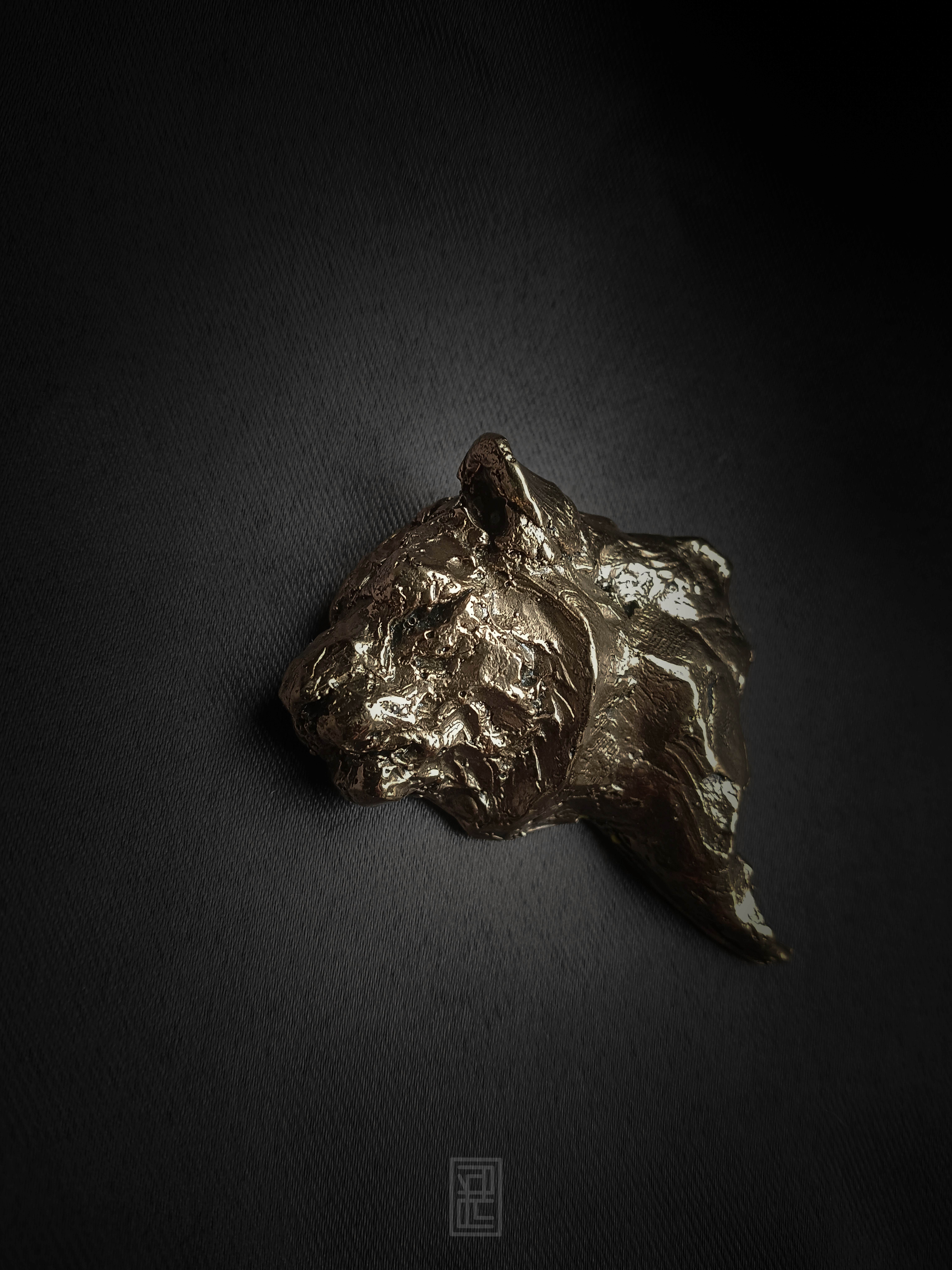 Handcrafted impressionistic Bronze Tigress Brooch wearable sculpture from wearables collection by sculptor Priyam Tiwari