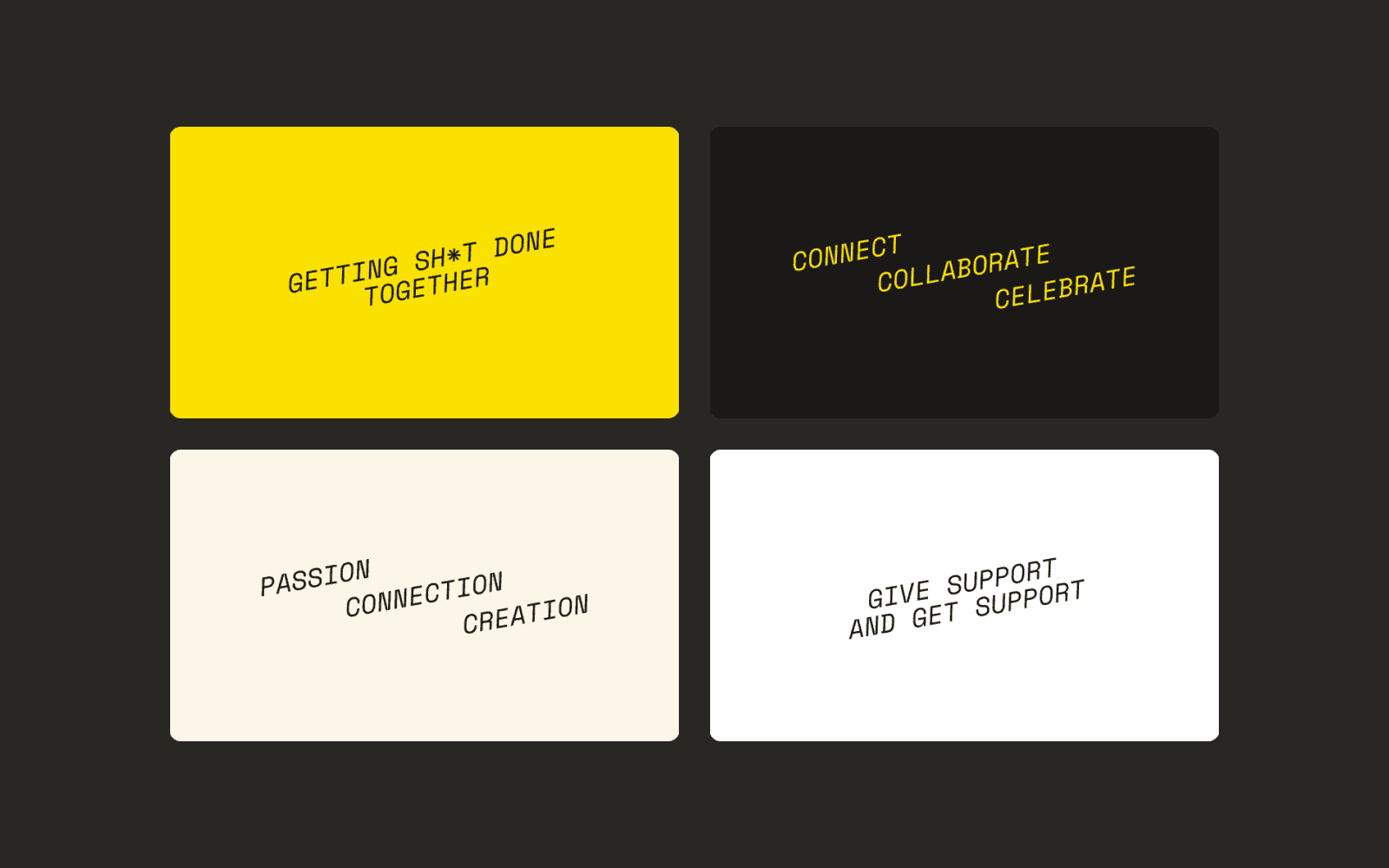 Examples of strapline visuals created by Oryzon Studio for the Spirited Community.