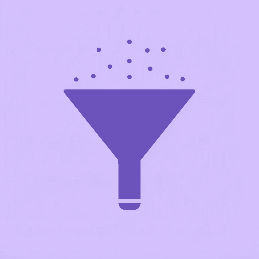 Funnel showing raw information entering at the top and transforming into meaningful insights at the bottom