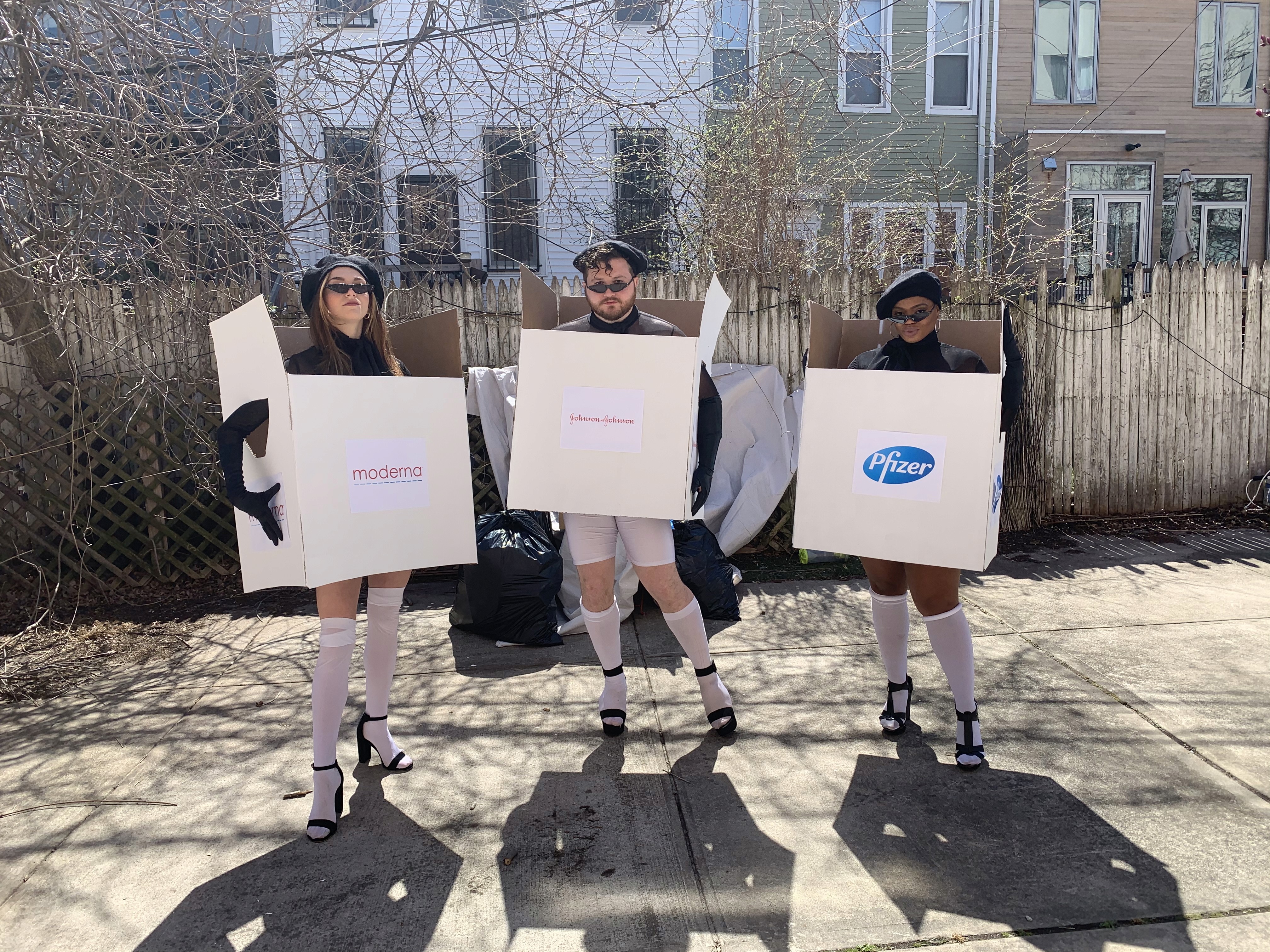 Vaccine box costumes shot on location