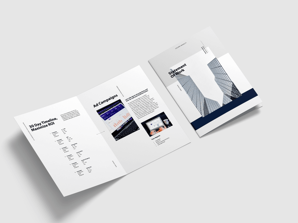Trifold consulting agency brochure mockup