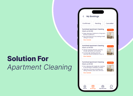 apartment cleaning app screen