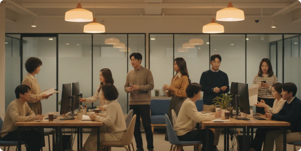 신년맞이 책상정리를 하는 구성원의 모습