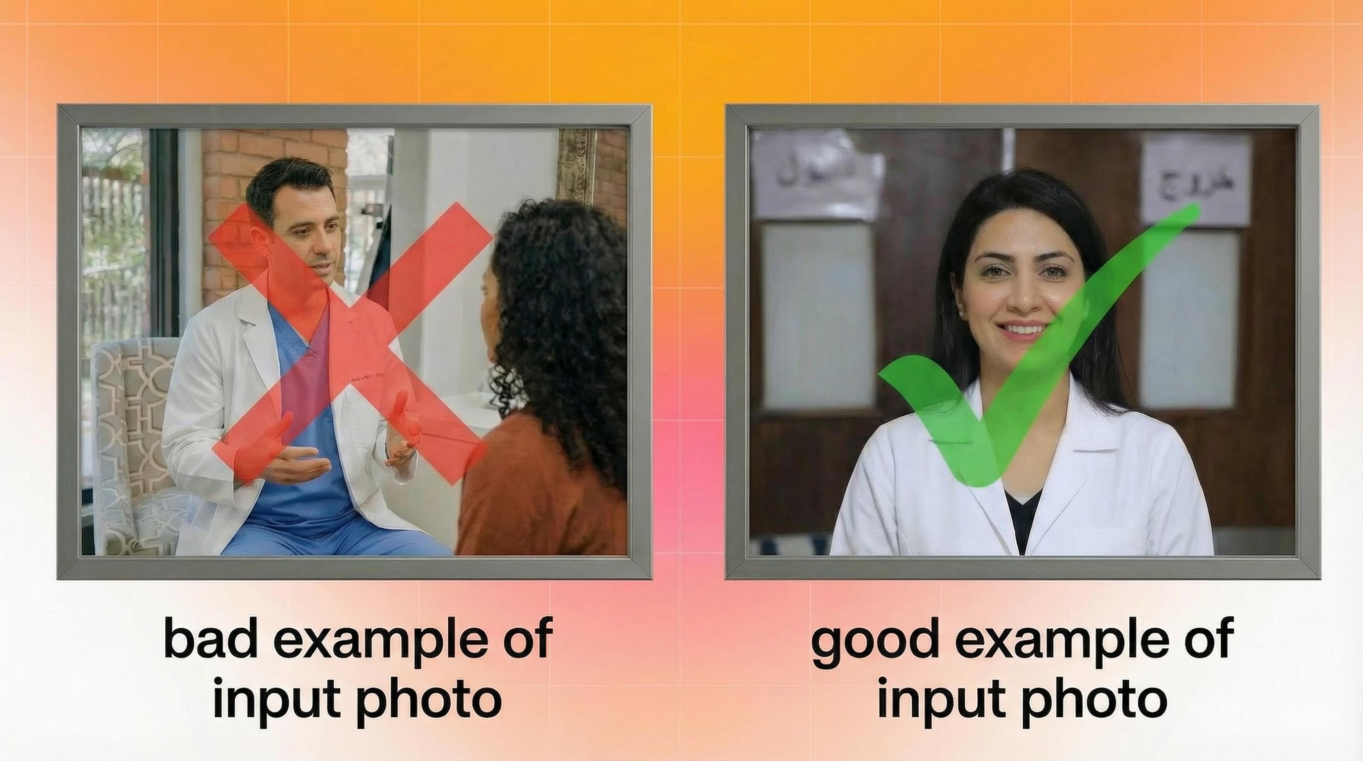 Bad and good example of input photo